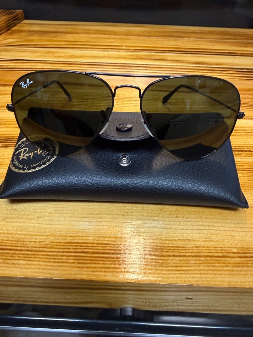 Ray-Ban Men’s Black Frame Sunglasses with Dark Green Lenses